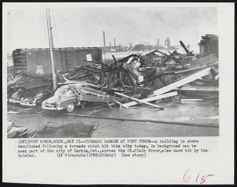 Tornado Damage at Port HuronA building is shown demolished following