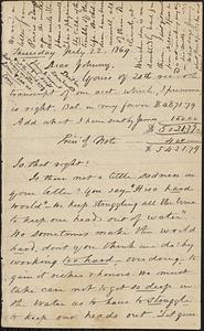 Letter from Zadoc Long to John D. Long, July 22, 1869