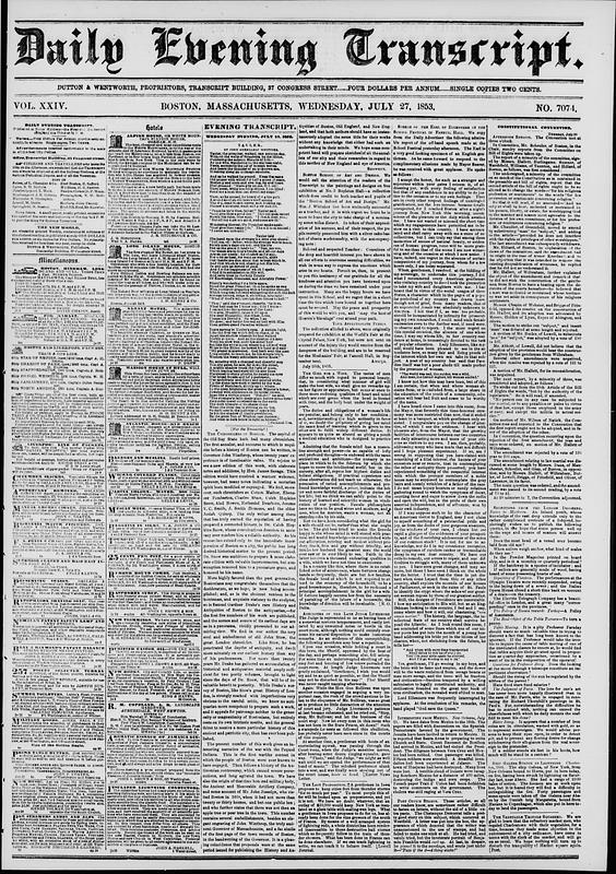 Daily Evening Transcript. July 27, 1853 - Digital Commonwealth