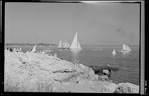 The "Ranger" glides past Lighthouse Point, Marblehead