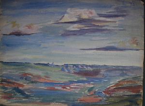 Low hills, river