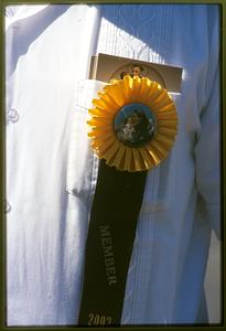 Boston - N. End 2002 - A man wears a Member's Badge during the Feast of St. Anthony