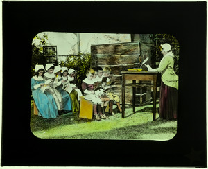 160 School scene from play given by 1945 Summer Club, pilgrimesque costumes