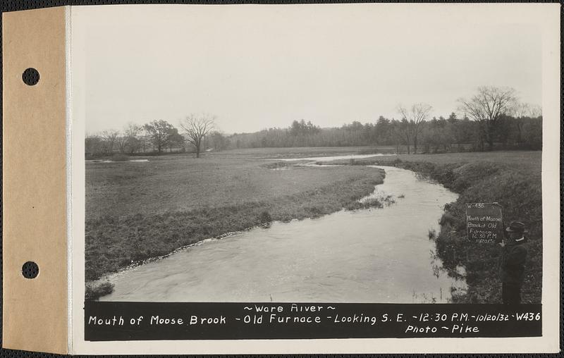 Ware River, mouth of Moose Brook, Old Furnace, looking southeast, Hardwick, Mass., 12:30 PM, Oct. 20, 1932