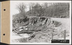 Ware River, washout on Boston and Maine Railroad, and Sullivan Road, looking west from covered bridge, Gilbertville, Hardwick, Mass., Oct. 12, 1938