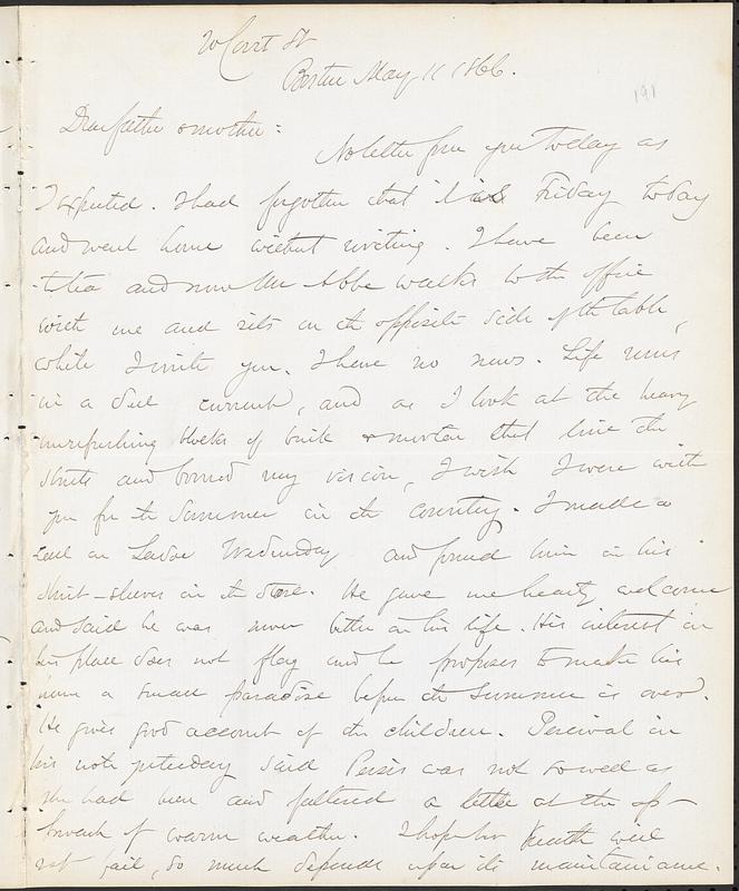 Letter from John D. Long to Zadoc Long and Julia D. Long, May 11, 1866