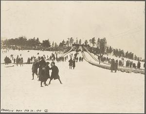 Park Department - toboggan slides at Schoolmaster's Hill, Franklin Park, Boston