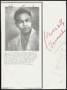 Turncoat to Return-- Clarence Adams, above, of Memphis, Tenn., one of the last three Korean war turncoats still in Red China, is reported on his way home. Although he failed to arrive at the Hong Kong border today as expected, U.S. authorities said he is expected this week. Adams' Chinese wife and their two children also are expected.