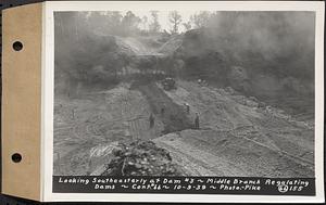 Contract No. 66, Regulating Dams, Middle Branch (New Salem), and East Branch of the Swift River, Hardwick and Petersham (formerly Dana), looking southeasterly at dam 3, middle branch regulating dams, Hardwick, Mass., Oct. 9, 1939