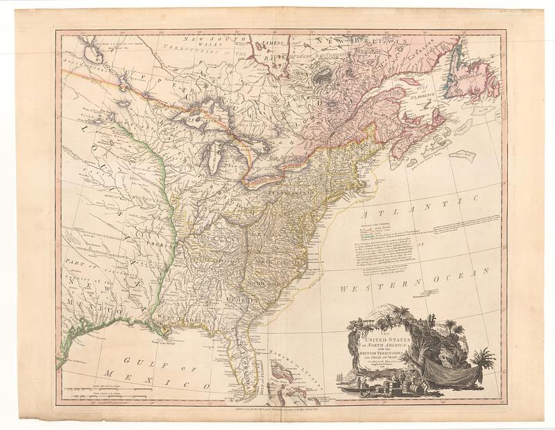 The United States of North America: with the British territories, and those of Spain, according to the treaty, of 1784