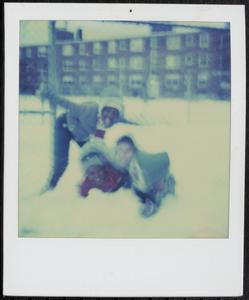Friends playing in the snow