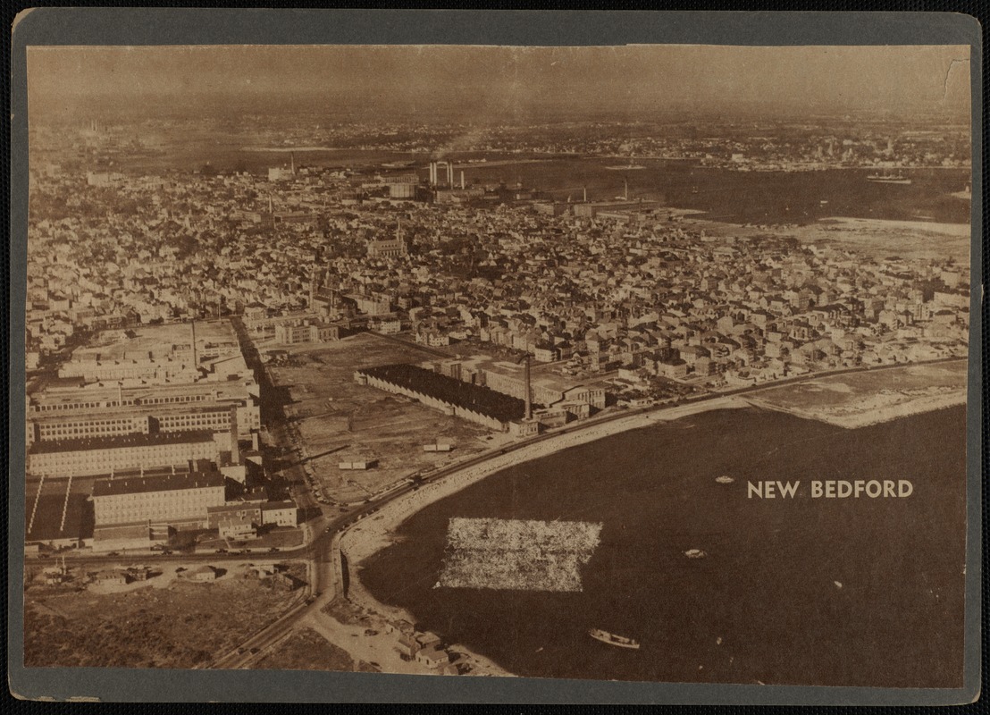 Aerial view looking eastward showing Cove Road in south end of New Bedford, MA