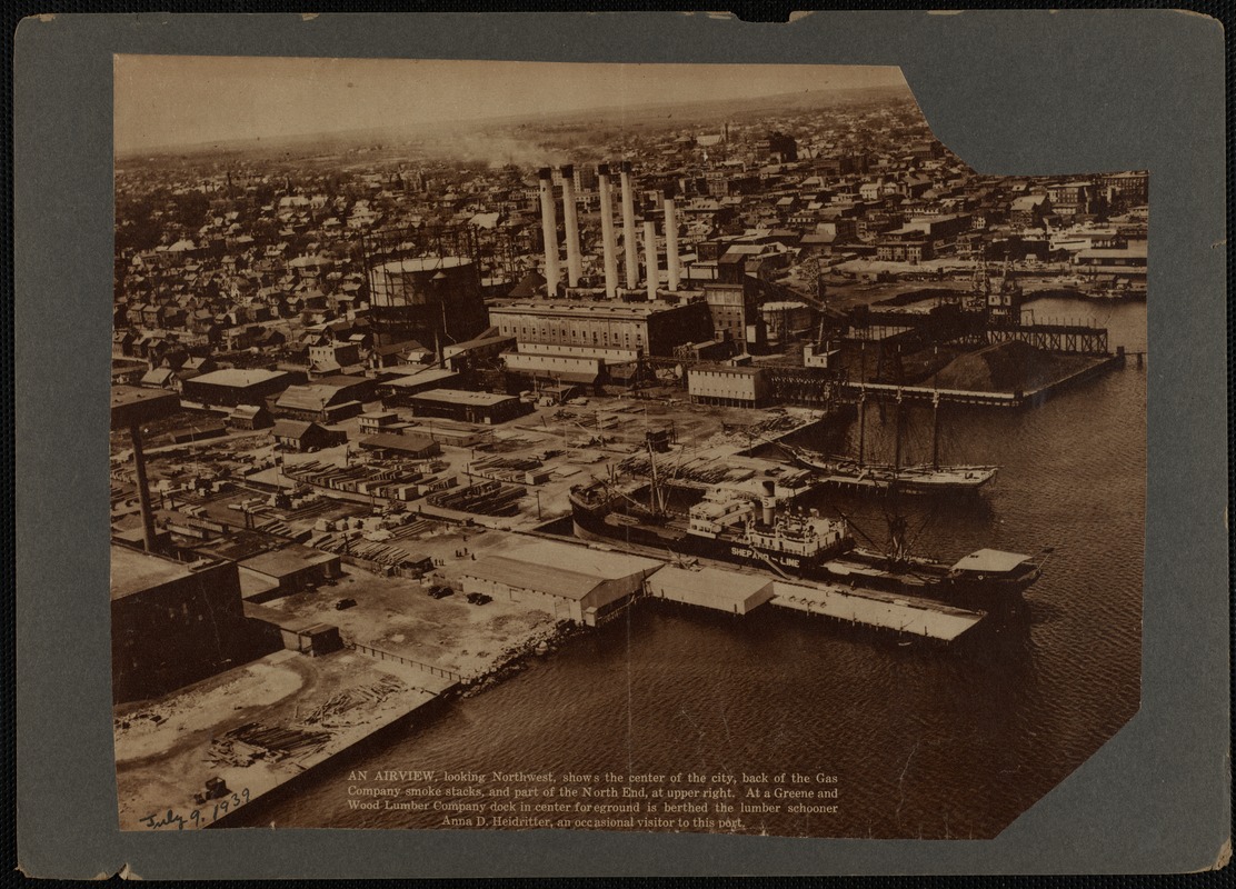 Aerial view of New Bedford, MA looking northwest