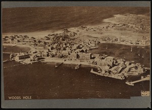 Aerial view of Woods Hole on Cape Cod showing the waterfront