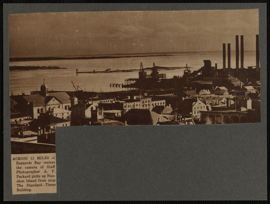 Roof top view of Buzzards Bay and Nashon Island, New Bedford, MA.