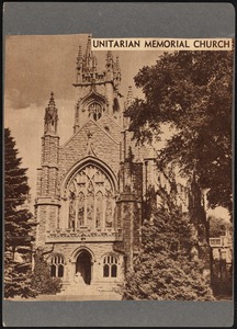 Unitarian Memorial Church (Rogers Memorial Church), Fairhaven, MA. With caption on back on the annual memorial services for Henry Huttleston Rogers