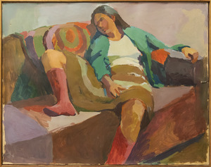 Figure on couch