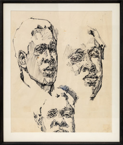 Three heads (self-portrait?)