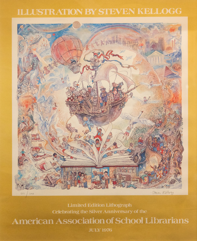 Limited edition lithograph celebrating the silver anniversary of the American Association of School Librarians, July 1976
