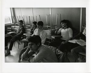 Six teenagers in a classroom