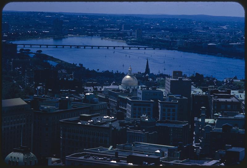 Elevated view of part of Boston and Charles River