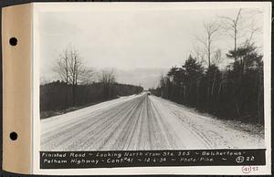 Contract No. 41, Extension of Belchertown-Pelham Highway, Belchertown, Pelham, finished road, looking north from Sta. 305, Belchertown and Pelham, Mass., Dec. 6, 1934