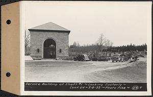 Contract No. 64, Service Buildings at Shafts 1 and 8, Quabbin Aqueduct, West Boylston and Barre, service building at Shaft 1, looking easterly, Boylston, Mass., May 8, 1939