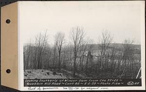 Contract No. 82, Constructing Quabbin Hill Road, Ware, looking southerly at Winsor Dam from Sta. 33+25, Ware, Mass., May 2, 1939