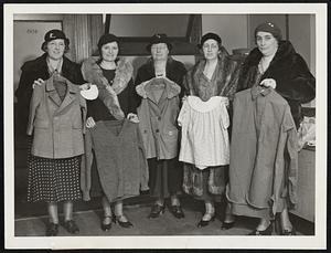 Sample of garments being made by federal relief workers for distribution to welfare recipients throughout the state. Samples shown @ federal relief headquarters, 15 Ashburton Place