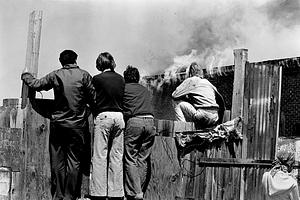 Spectators during an unknown fire