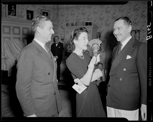 Arthur Margetson with Ruth Moss and Jack Stanley of WNAC