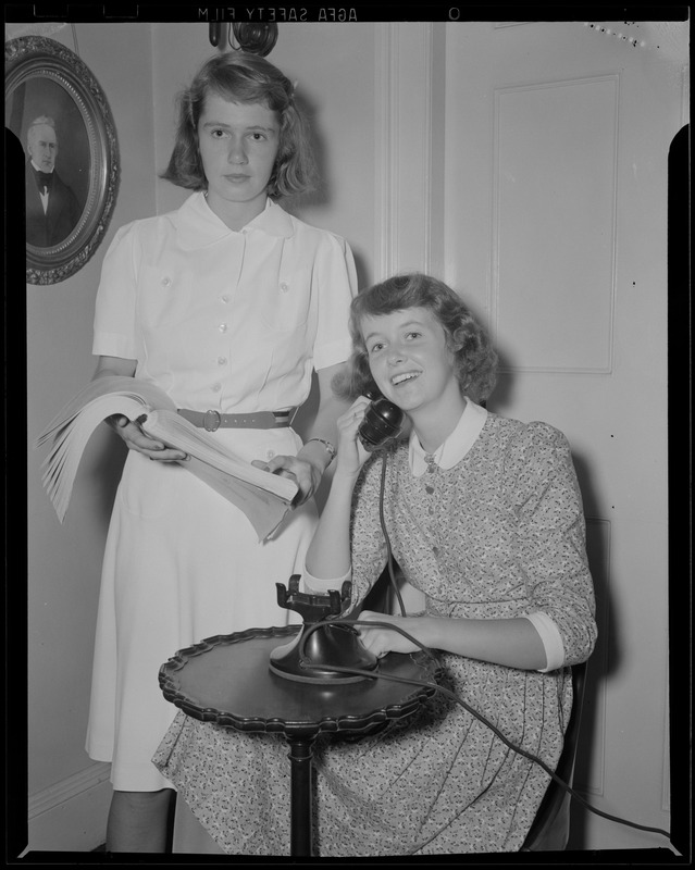 Alison Gilman and Violet Sweetser, ushers committee meeting for benefit