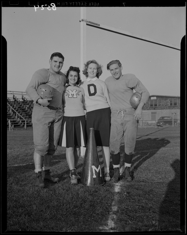 Medford and Malden high schools, Noxzema's Quiz of Two Cities, left to right, Frank Reardon, Nina Russo, Margaret Murphy, Andy Lipnosky