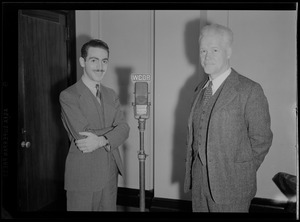 Mort Blender of WCOP with an unidentified man