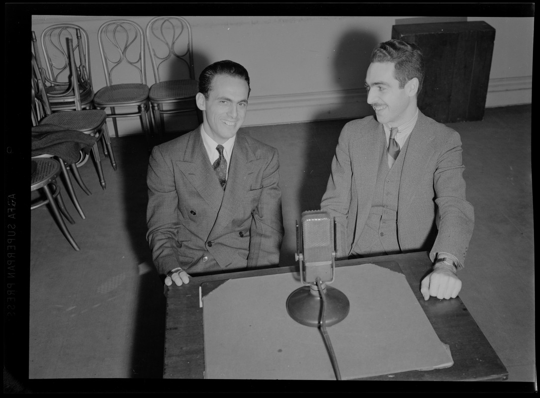 Mort Blender of WCOP with an unidentified man