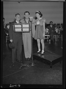 Milton Berle, Eileen Barton as Jolly Gillette, and Ken Wheeler of WEEI