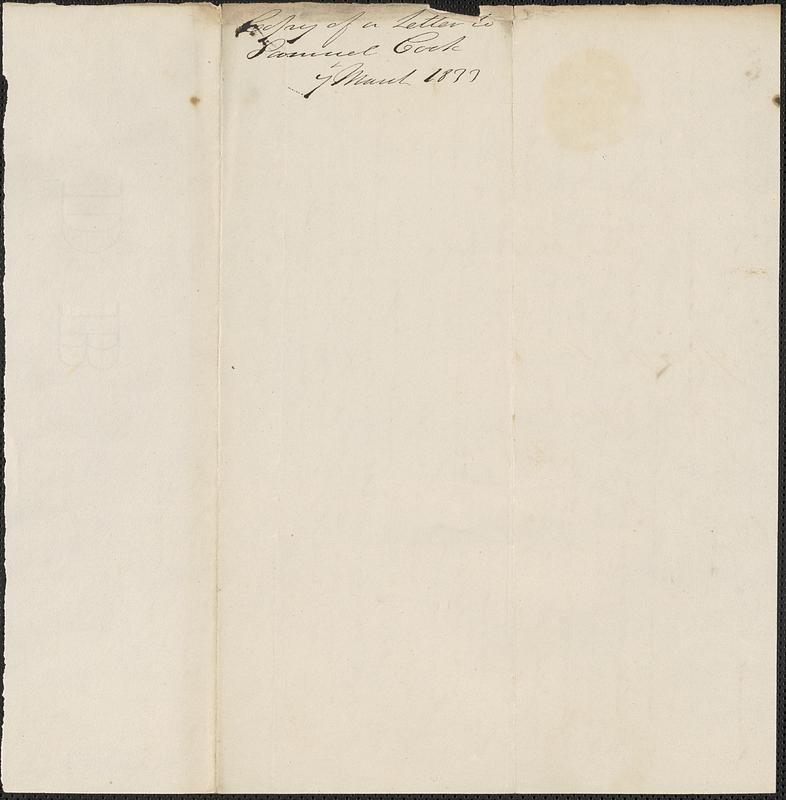 George Coffin to Samuel Cook, 7 March 1833 - Digital Commonwealth