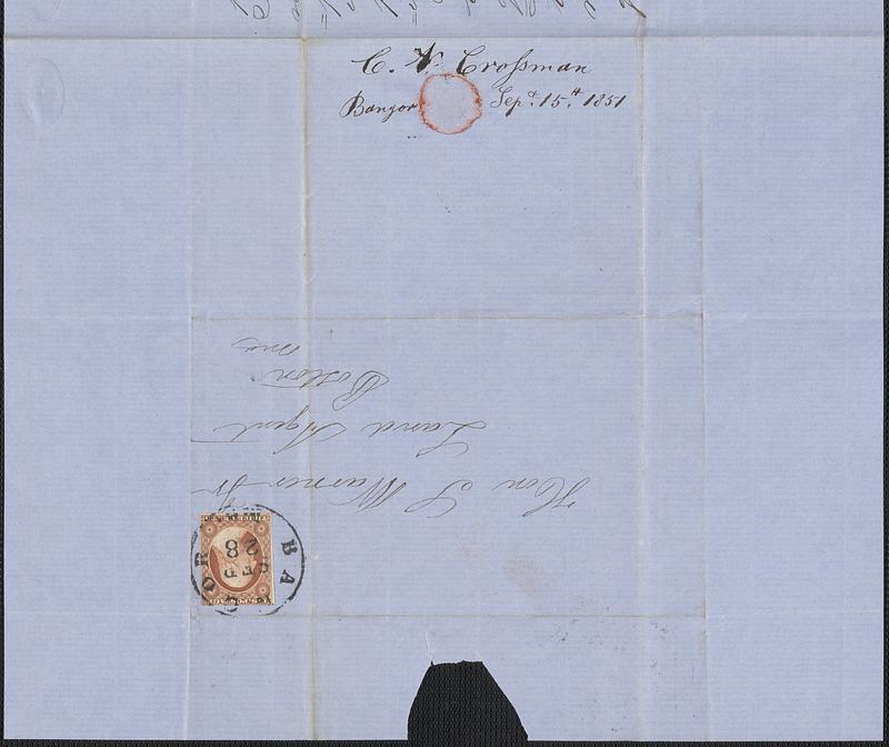 C. V. Crossman to Samuel Warner, 15 September 1851 - Digital Commonwealth