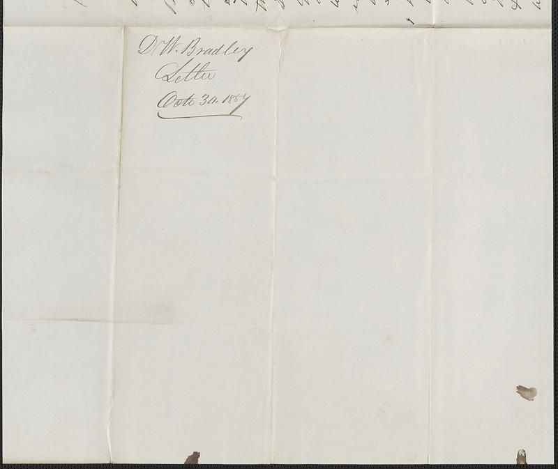 D. M. Bradley to W. A. Harrington, 30 October 1857