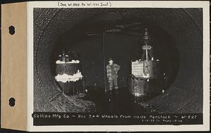 Collins Manufacturing Co., numbers 3 and 4 wheels from inside penstock, Wilbraham, Mass., Mar. 15, 1933