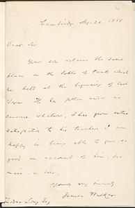 Letter from James Walker to Zadoc Long, August 20, 1855