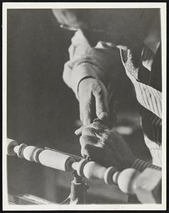 Skilled, Experienced Hands (2). These hands, of an old man making his declining years useful in a trade where skill counts, are still needed in a busy world. The picture was made by A. von Behr, New York photographer, to support his contention the hands of the aged are beautiful.
