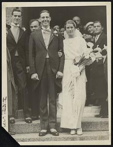 Maurice J. Tobin, former state representative and his bride, the former Miss Helen Noonan, daughter of Mr. and Mrs. David Noonan of Brighton, who were married at Brookline this morning.