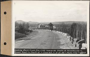 Contract No. 60, Access Roads to Shaft 12, Quabbin Aqueduct, Hardwick and Greenwich, looking back from Sta. 11+50 towards Shaft 12 headhouse, Greenwich and Hardwick, Mass., Oct. 21, 1938