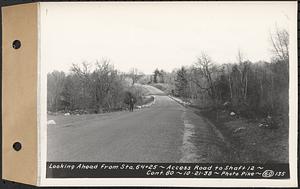 Contract No. 60, Access Roads to Shaft 12, Quabbin Aqueduct, Hardwick and Greenwich, looking ahead from Sta. 64+25, Greenwich and Hardwick, Mass., Oct. 21, 1938