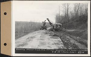 Contract No. 82, Constructing Quabbin Hill Road, Ware, looking ahead from Sta. 177+50, Ware, Mass., Apr. 12, 1939