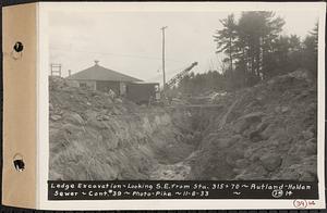 Contract No. 39, Trunk Line Sewer, Rutland, Holden, ledge excavation, looking southeast from Sta. 315+70, Rutland-Holden Sewer, Holden, Mass., Nov. 8, 1933