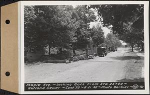 Contract No. 70, WPA Sewer Construction, Rutland, Maple Avenue, looking back from Sta. 25+00, Rutland Sewer, Rutland, Mass., Aug. 21, 1940