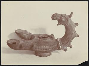 II. Late Greek lamp of bronze, now in the Boston Museum of Fine Arts.