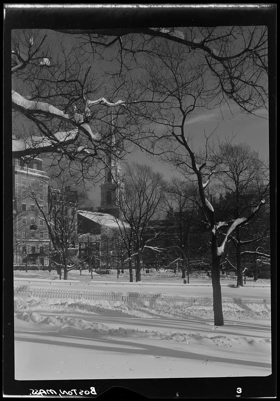 Park Street Church in snow, Boston